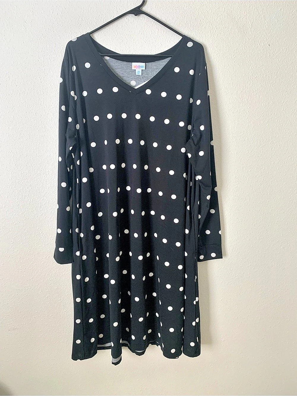 LuLaRoe Polka Dot Long Sleeve Dress in Black & White